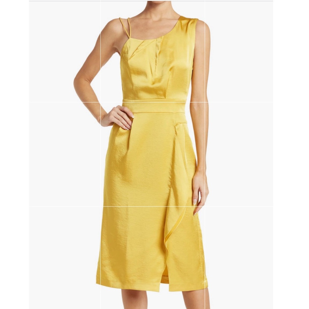 NWT Reiss Yellow Asymmetrical Pleated Sundress